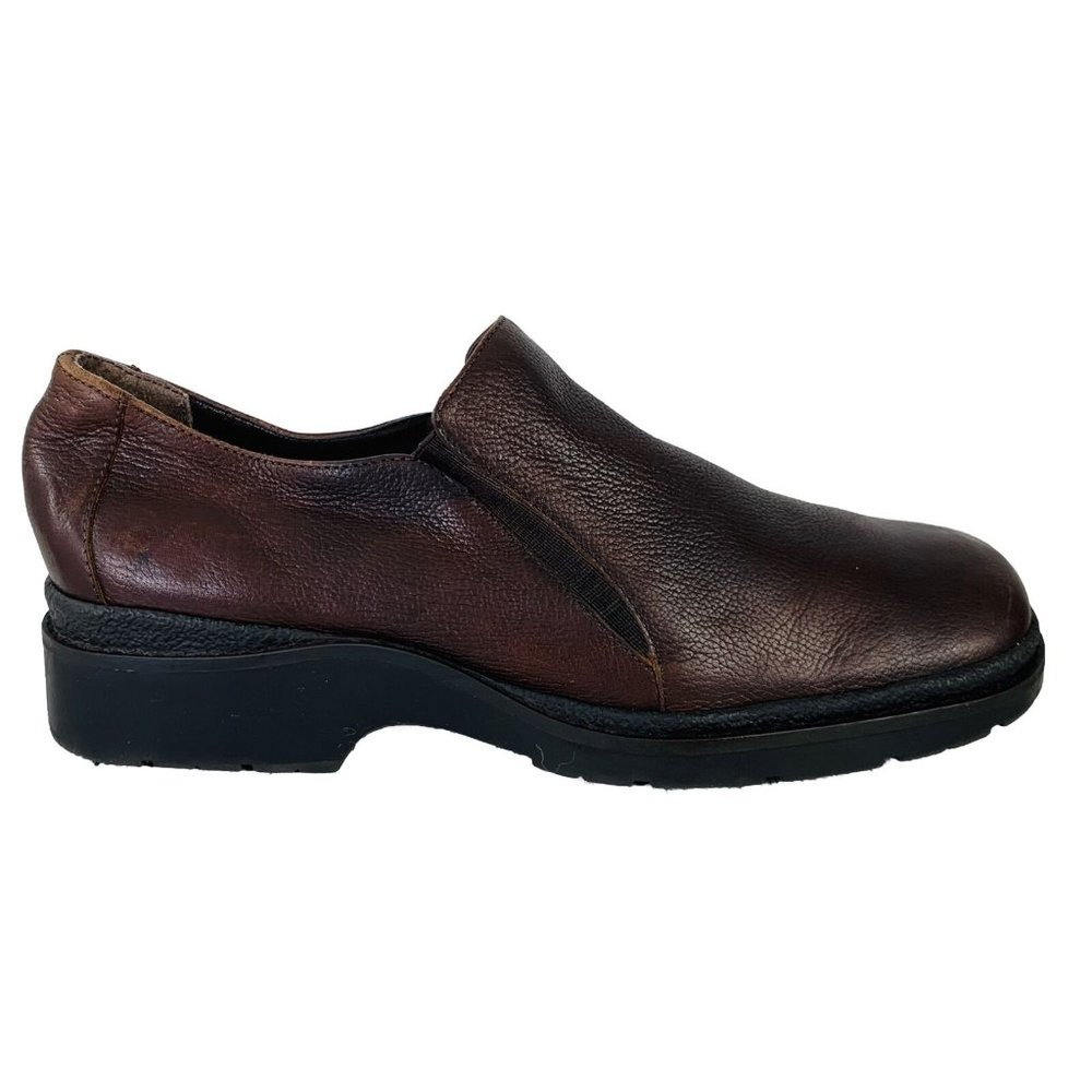 Aerosoles Mule Loafer Size 10 Brown Leather Retro Slip On Shoe Square Toe Chunky